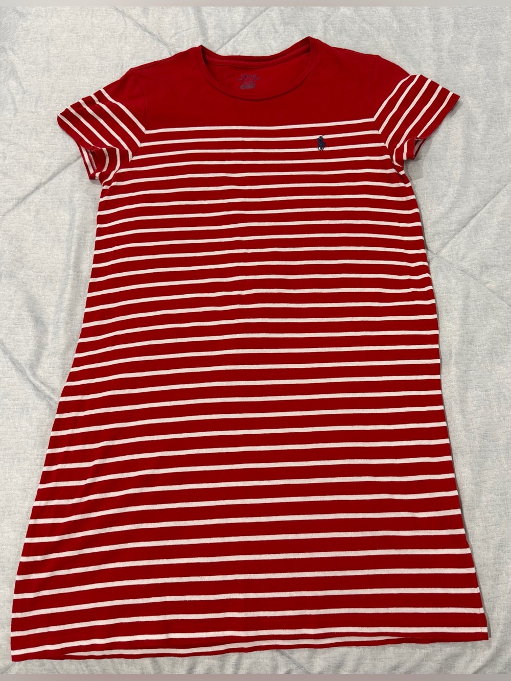 Polo by Ralph Lauren Red and White Striped Tee Dress